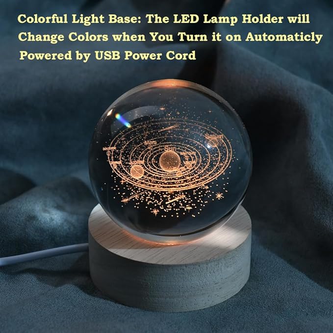 3D Solar System Crystal Ball Space Lover Model Themed Gifts 3D Planets Glass Ball 60mm Decorative Sphere Decor Astronomy Birthday Gift
