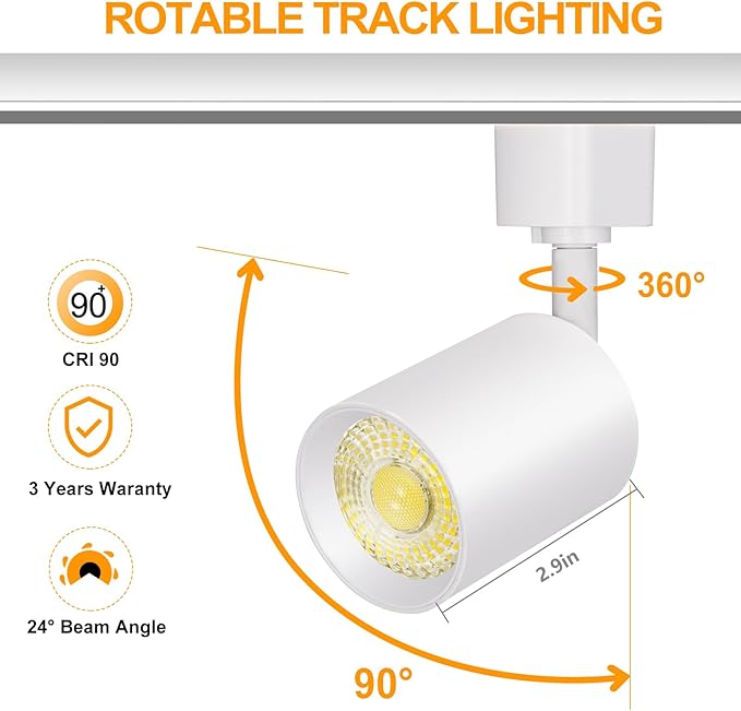 VANoopee 12-Light LED Track Lighting Kit with 13FT H Type Track Lighting Rail, Dimmable LED Track Light Heads Modern Kitchen Track Lighting Fixtures Ceiling Spot Light 3000K 24° CRI90+ 10W 800lm White
