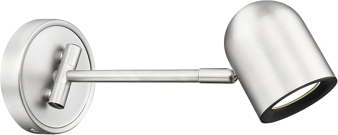 FEMILA LED Track Light, Swing Arm Wall Track Lighting, Bulb Included | 3000K LED Brushed nickel finish adjustable lamp head, wall or ceiling mounting for study, living room, bedside
