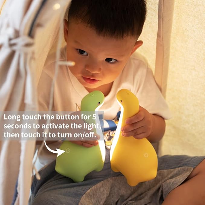 Dinosaur Night Light, Adjustable Night Lamp for Kids Girls Boys, USB Rechargeable Touch Control Bedside Sleep Lamp, Cute Dinosaur Birthday Gifts for Toddlers,Teens, Friends, Blue