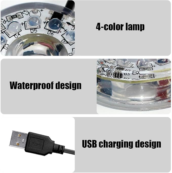 LED Aquarium Light, Colorful Submersible LED Light Waterproof USB Underwater Light for Aquarium Fish Tank