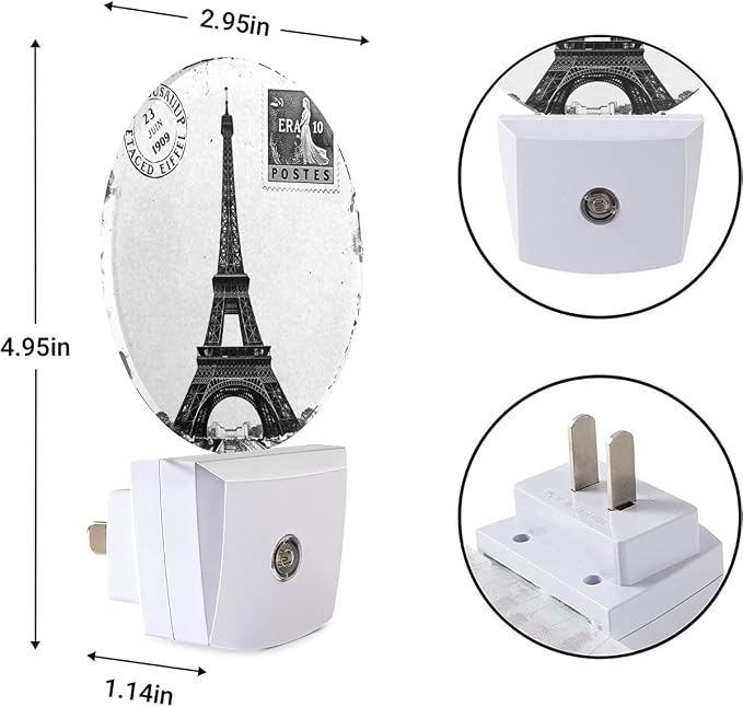 EKOBLA Eiffel Tower Night Light, Vintage Paris Landmark Night Lights Plug Into Wall with Auto On/Off for Living Room and Bedroom