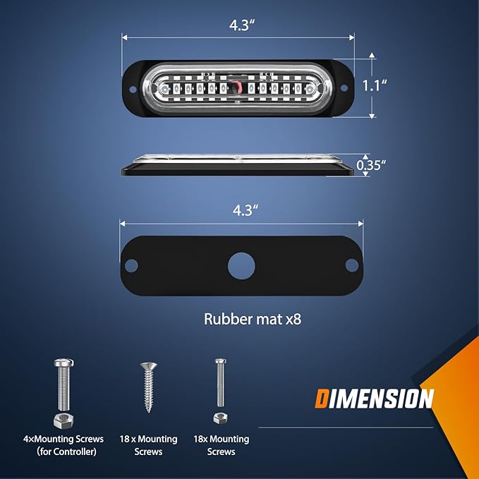 Nilight 8PCS Led Strobe Lights with Controller 12V 24V Sync Feature Green Strobe Light 12 LED Surface Mount Emergency Hazard Warning Lights with Strobe Controller for Vehicle Car Truck RV ATV