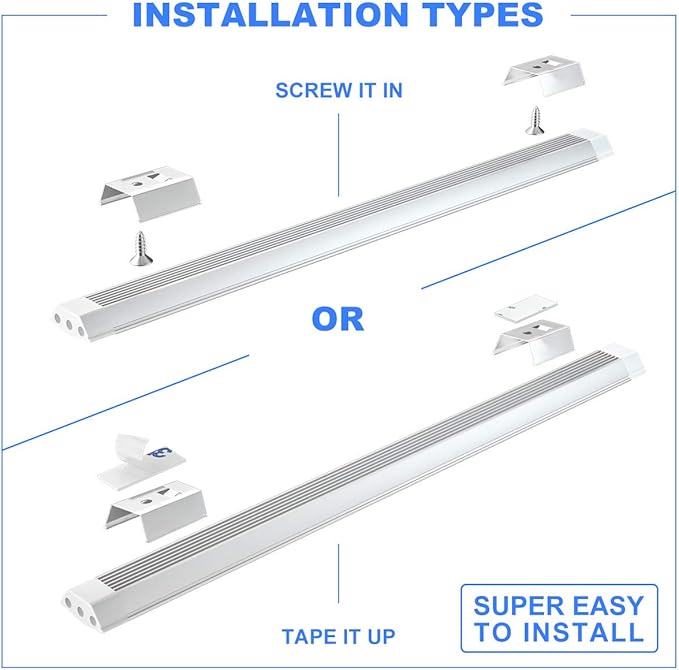 MYPLUS Under Cabinet Lights, 12" Touch Activated and Dimmable Aluminum LED Bar for Kitchen, Workbench and Desk, Cold White 6000K, Plug-in, Sliver