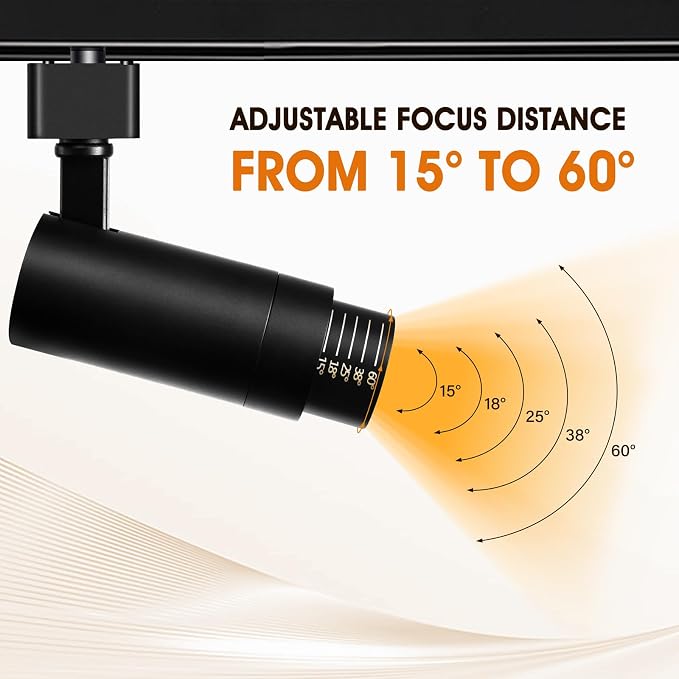 12W Zoomable LED Track Lighting Heads, 2700-6500k Adjustable H Type Track Light 15°-60° Beam Angle Dimmable Bright Ceiling Spotlight Fixtures for Accent Task Wall Art Exhibition(6 Pack)