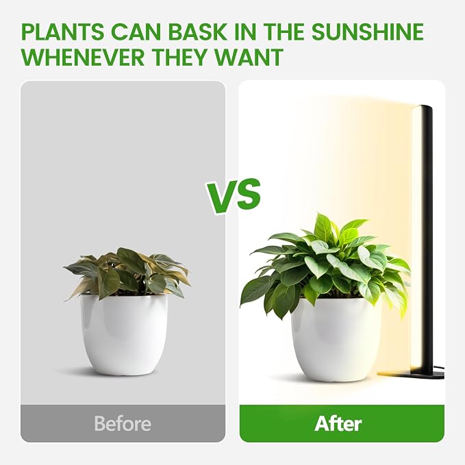 Grow Lights Indoor Plants, 20W 169 LED Full Spectrum with Timer | Hanging Plant Growth Light with Adjustable Dimmable On/Off Switch,16.8in Height Stand Vertical Lamp for Seed Starting Growth