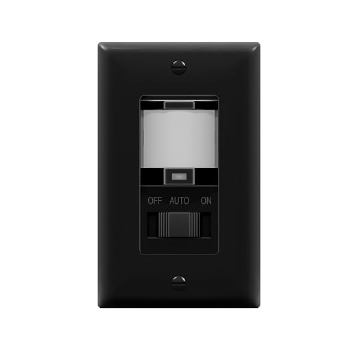 TOPGREENER in Wall PIR Motion Sensor Light Switch, Need Neutral Wire, 1Pack | Single Pole Occupancy Sensor Switch, On/Off Override, 4A, 500W, Motion-Activated Switch,Wall Plate Included,UL-listed, Black