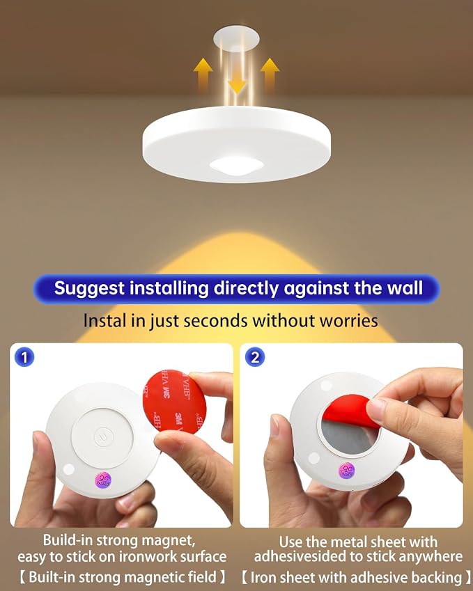 Puck Lights with Remote, 2000mAH Battery Operated, Rechargeable Shelf Light, Wireless,Color Changing Magnetic Light, Display Curio Cabinet,Bookcase,Under Cabinet Lighting (White, 3PACK)