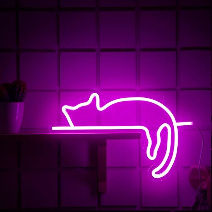 Kathfly Cat Neon Signs LED Neon Light Sign Lights Decor Animal USB Operated Decorative for Wall Art Decor Party Wedding Birthday Kids Girls Room Party Bar Background Decoration(Lovely Cat)