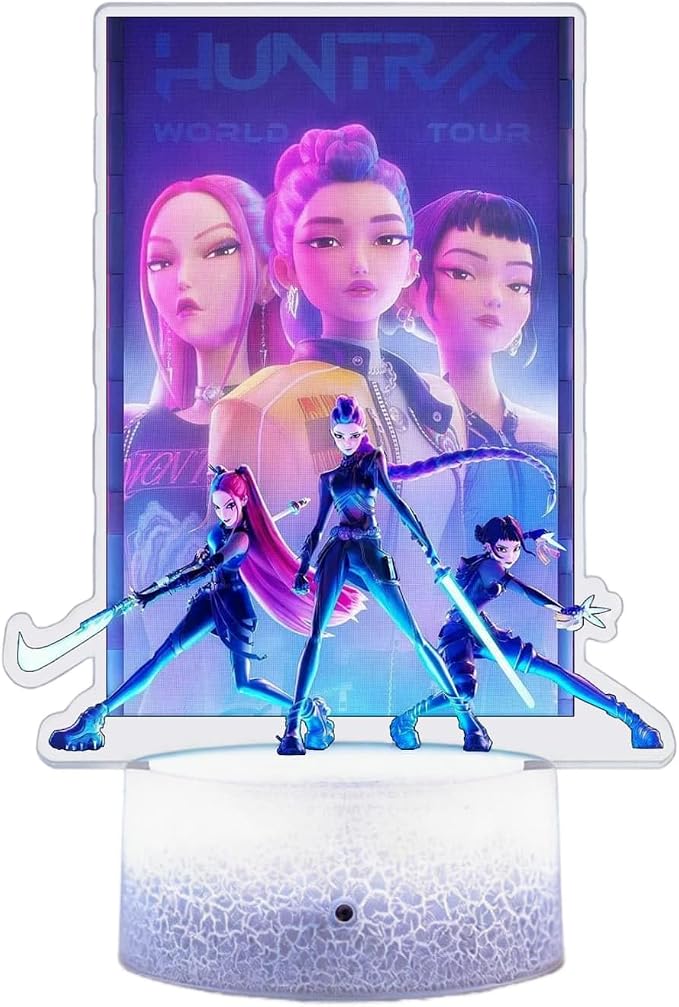 Cartoon Night Light, Korea Pop 3D Illusion Lamp with 16 Colors Changing, Timer Function, 4 Flash Modes and Dimmable, Room Decoration, Holiday Xmas Gifts