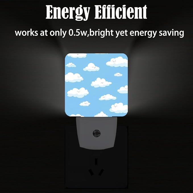 Blue Sky and Clouds Night Light,Plug Into Wall Decor for Stairway,Hallway,Kitchen,Dusk to Dawn Sensor Nightlights for Boys/Girls/Women/Men Room Gifts