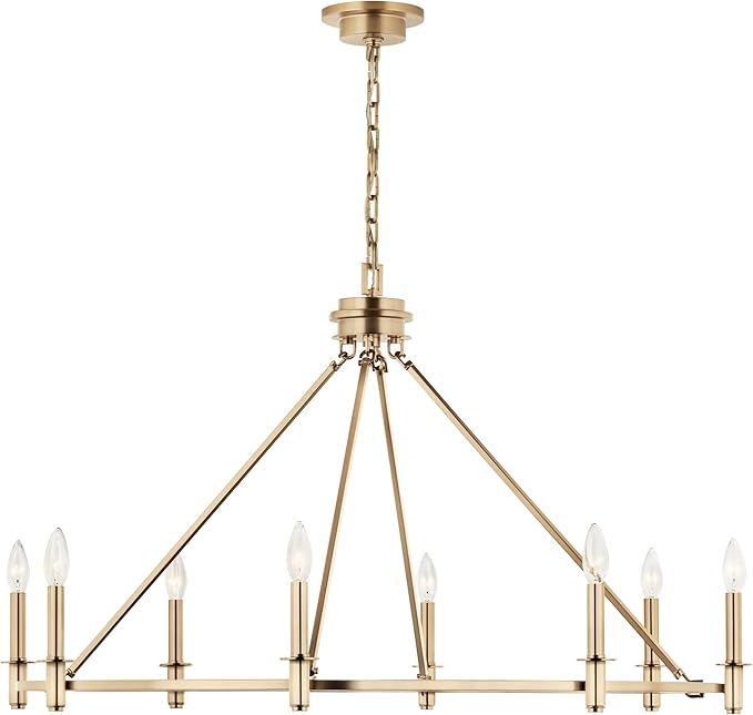 KICHLER Carrick 8-Light Chandelier, Updated Traditional Light in Polished Nickel, Sloped Ceiling Compatible, for Dining Room, Office, Foyer or Bedroom (23.7" x 40.75"), 52706CPZ