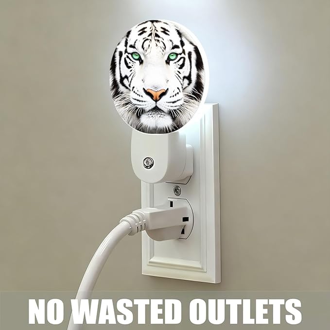 Plug-in Tiger Night Light Wildlife Portrait Night Lights Plug into Wall with Auto on/Off Sensor, 0.5W LED Nightlight for Bedroom Bathroom Kitchen Hallway