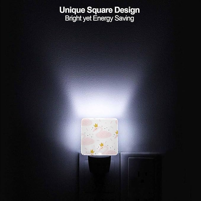 LED Night Light,Cute Cartoon Swan LED Night Light Plug into Wall with Dusk to Dawn Light Sensor White Energy Efficient Nightlight for Bedroom Bathroom Hallway Living Room Kitchen