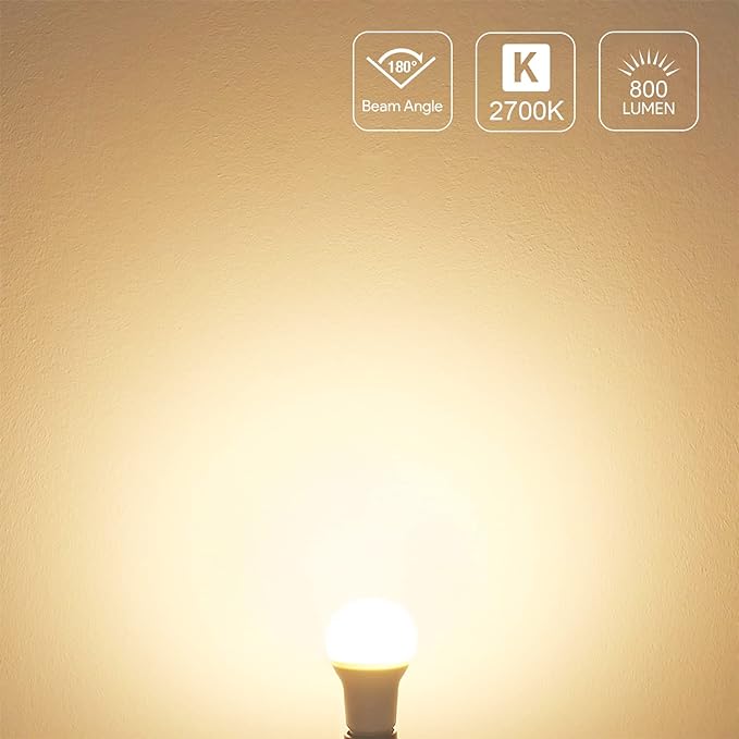 LE LED Light Bulbs 60 Watt Equivalent, 9W 800 Lumens Non-Dimmable, Soft Warm White 2700K, A19 E26 Standard Medium Base, 10000 Hour Lifetime 5 Count (Pack of 1)