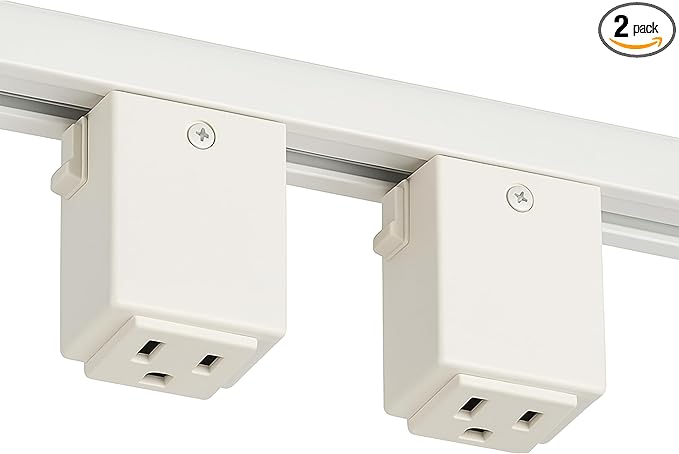 OHLECTRIC Track Light NT-327W H-Track Lighting Outlet Adapter, H-Type Track (2-Pack) White Power Plug Accessory for Track Rail Systems