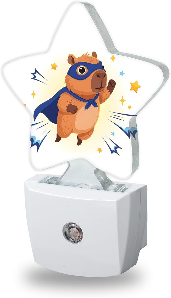 Cute Capybara Night Lights Plug Into Wall Decorative,Cartoon Animal Sleep Friendly Lamp, Energy Efficient Dusk-to-Dawn Sensor Nightlights for Kid Bedroom Nursery Bathroom