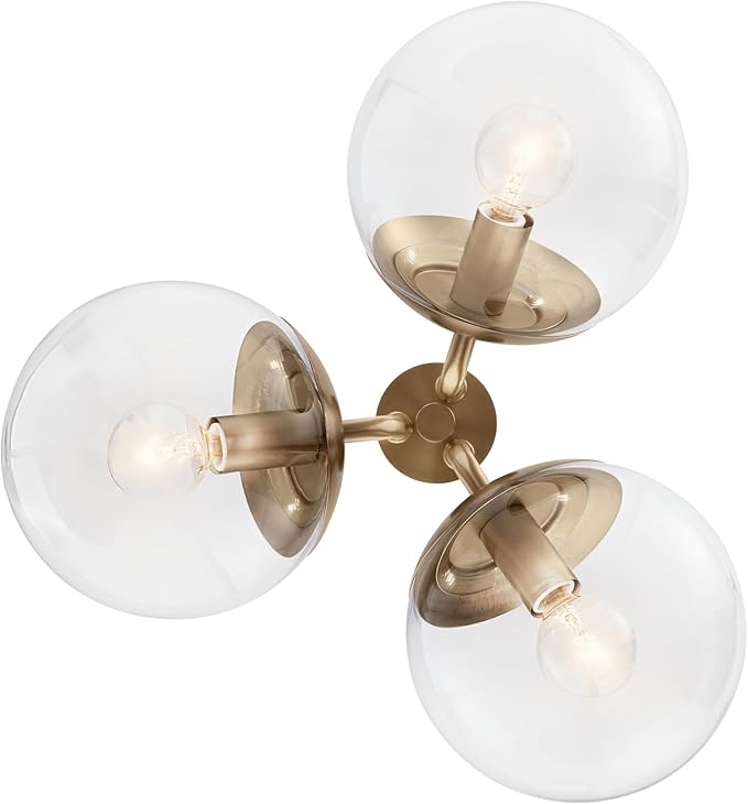 Kichler Silvarious 3-Light Convertible Pendant, Soft Modern Light with Clear Glass in Polished Nickel, for Hallway, Dining Nook, Bedroom or Kitchen (9.5" x 16.5"), 52700CPZCLR