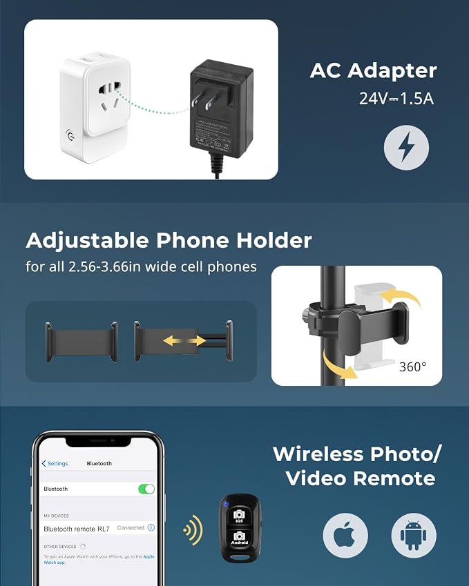 Aureday 12” Ring Light with Stand and Phone Holder, 79” Tall LED Circle Light with Weighted Base & Remote, Dimmable Floor Lamp for Video Recording, Barber, Live Stream, Makeup, Photography