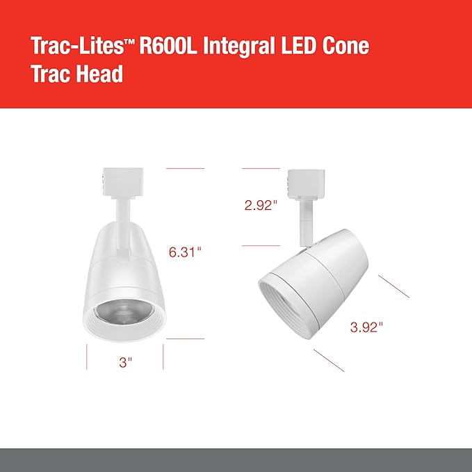 Juno Lighting R600L G2 2700K 80CRI PDIM FL WH Dimmable 9.5W LED Trac Head, 50W Equivalent, White, Regular Flood Gen 2