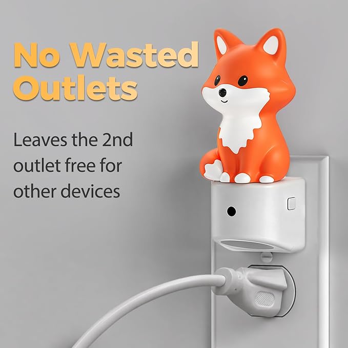 Night Light for Kids,Brown Fox Night Lights Plug into Wall,2 Pack | 8 Colors+ Soft White 3000K Nightlight,Dusk to Dawn Sensor,Nightlights for Kids Room Bedroom,Birthday Gift