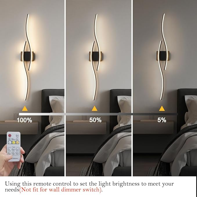 Black Vanity Lights Fixtures Over Mirror, Modern LED Bathroom Light Fixture with Remote Control, 3CCT Dimmable Bathroom Vanity Light 40.5 inch Wall Sconce Lighting for Bedroom, Living Room