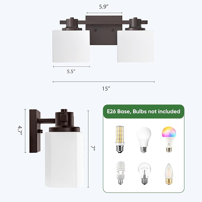 15 Inch Oil Rubbed Bronze Vanity Light for Bathroom Light Fixtures Over Mirror 3 Light Bathroom Vanity Light Vintage Rustic Farmhouse Lighting Bulb lamp Modern Above Sink wall Sconce