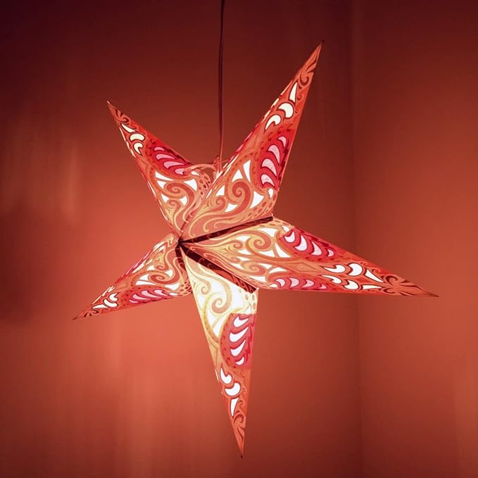 Lavender Pink Obsession Paper Star Lantern with 12 Foot Power Cord Included