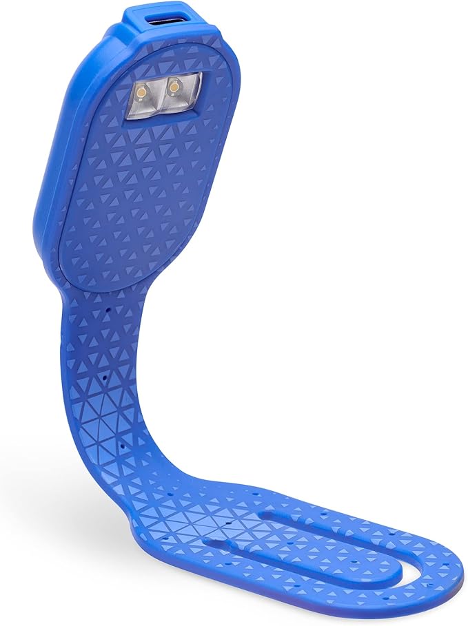 Gifts for Readers & Writers Rechargeable Book Light, Clip On Reading Light for Bed, 2in1 Flexilight & Bookmark, 12 Hours of Light Once Charged, Includes USB Cable & 2 LED Lights, Blue Hexagonal