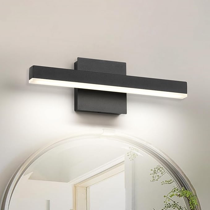 Joossnwell Black Bathroom Vanity Light Fixtures Dimmable 5CCT LED Bathroom Lighting Bar 15.75 Inch Modern Bath Lights Fixture Over Mirror 12W