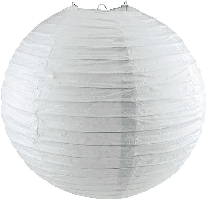 Round Paper Lantern Hanging Decor (14-Inch, White)