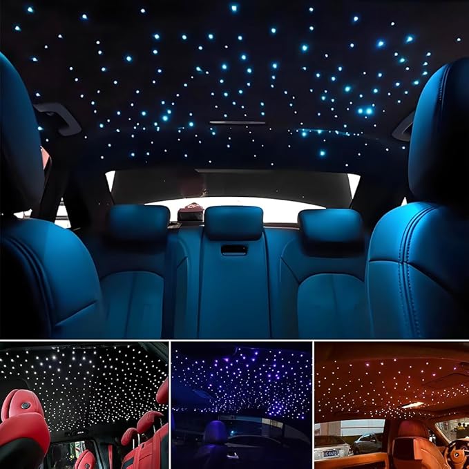 AKEPO 10W Car Home Use APP+Twinkle+Music Fiber Optic Lights kit for Star Ceiling Sky Light, RGBW Light Engine + Optical Fiber Cable 150pcs 0.03in/0.75mm 6.5ft/2m + 28key RF Remote Control