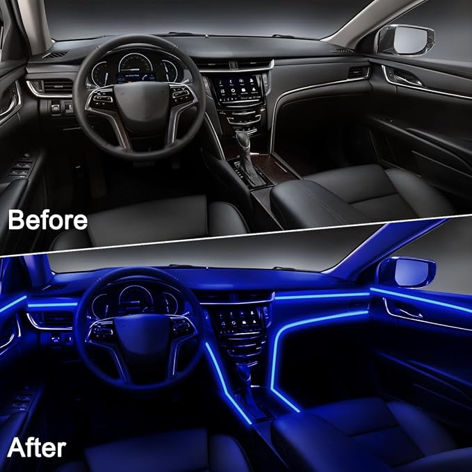 Interior Car LED Lights, 5 in 1 RGB Car Ambient Lighting Kit, APP Control | 275 inches Fiber Optic, 16 Million Colors and Music Mode Inside Car Lighting Accessories, 12V