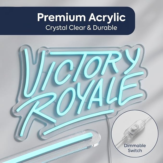 Final Win Neon Sign, Game Decor, USB Powered LED Gaming Wall Light | Battle Royale Game Decor, Acrylic Material, 13.8"x9.8"