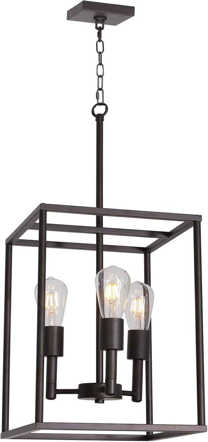 3 Light Farmhouse Chandelier Black Fixture