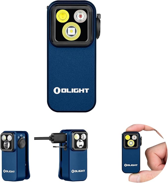 OLIGHT Oclip Pro Rechargeable EDC Clip-on Flashlight, Midnight Blue | Red Light, 500 Lumens Floodlight, Spotlight, Pocket-Sized, USB-C Charging, Magnetic, for Work, Signaling, Outdoor or Home Use