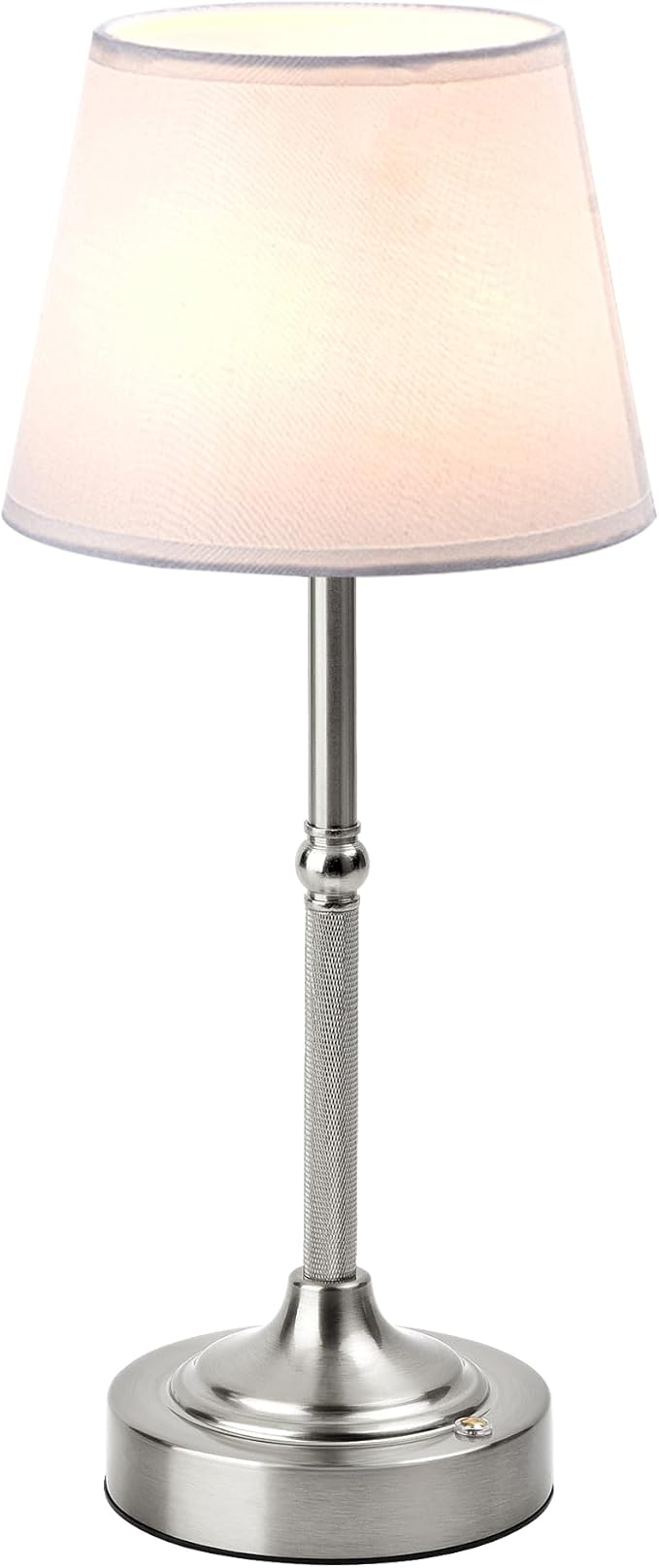 LUTEC Cordless Table Lamp, Battery Operated Lamp with 3 Color Temps and Stepless Dimming, 5200mAh Portable Rechargeable Table Lamp for Restaurant/Bedroom/Bars/Outdoor (Silver)