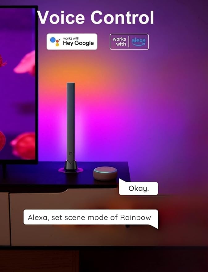 RGB Light Bar, Smart LED Light Bar Work with Alexa, Music Sync, APP & Remote Control, USB Powered TV Backlight, Color Changing Ambient Lighting for Room PC Monitor Gaming Desk (Adapter not Included)