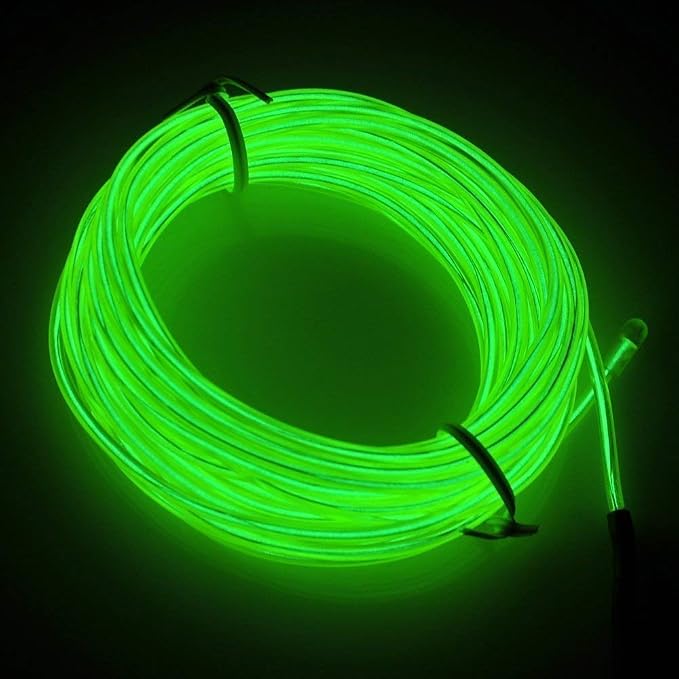 ABALDI EL Wire Neon Light Portable Battery Powered Electroluminescence Wire Pack Drivers High Brightness for Christmas Xmas Party Decoration(3m/9ft,Green)