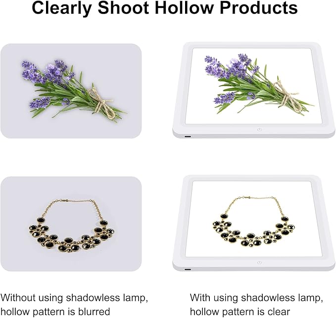 PULUZ LED Photography Shadowless Bottom Light Lamp Panel Pad for 30cm Light Box, Photography Softbox Bottom Light for Food Jewelry Cosmetic Crafts Type-C Plug