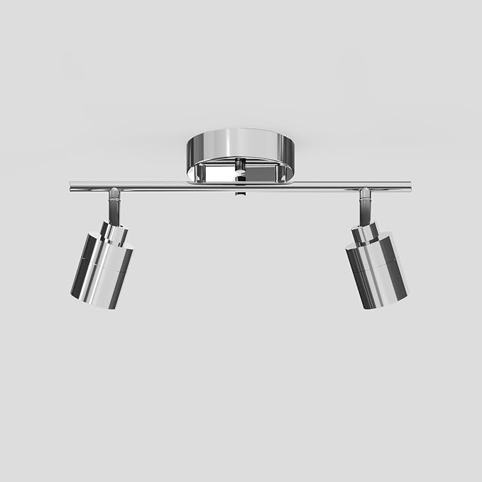 Shura Chrome 2-Light Track Light with Rotatable Heads, Integrated LED Bulbs, 15 in. Track Lighting Kit, 3000k, 1120 Lumens