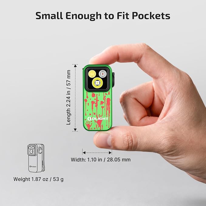 OLIGHT Oclip Pro Rechargeable EDC Clip-on Flashlight, Zombie Green | Red Light, 500 Lumens Floodlight, Spotlight, Pocket-Sized, USB-C Charging, Magnetic, for Work, Signaling, Outdoor or Home Use