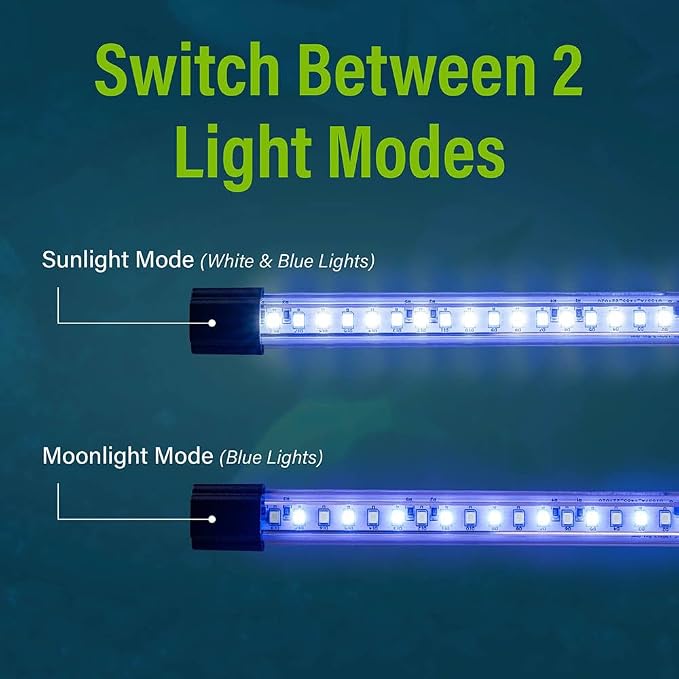 GloFish 6-Inch LED Light Stick for Fish Aquariums Up to 5 Gallons, 1 Count, with White and Blue LED Lights