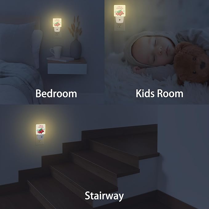 Christmas Truck Rtetro Night Light,Plug into Wall with Dusk to Dawn Light Sensors,LED Nightlights for Bedroom,Bathroom,Kitchen,Hallway,Room Decor for Boys Girls Women Men