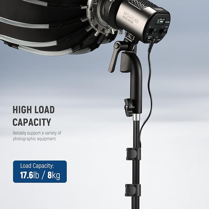 NEEWER 71" Portable Metal Camera Tripod Stand, Reverse Folding Light Tripod with LED Light Ring, Reflector, Flip Locks for Live Streaming, Vlog, Video Recording, ST180R