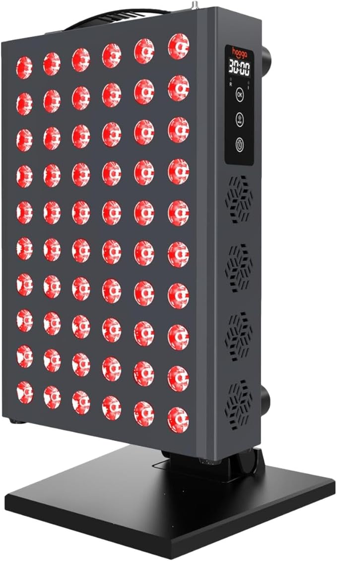 Hooga Red Light Therapy Panel PRO300, Red and Near Infrared Light Device 660nm 850nm, 60 Dual-Chip LEDs, Built-in Timer and Stand, Flicker Free, Compact Panel for Home Wellness Routine