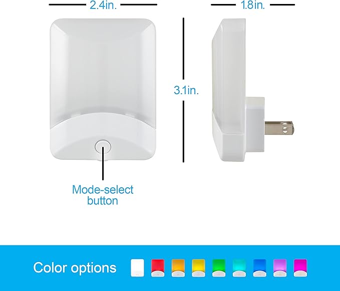 GE Color Changing LED Night Light for Kids, Dusk to Dawn Sensor, Home Decor Apartment Essentials, Wall Lights for Bedroom, Ambient Lighting, Nightlights Plug in, 2 Pack, 46722-P1