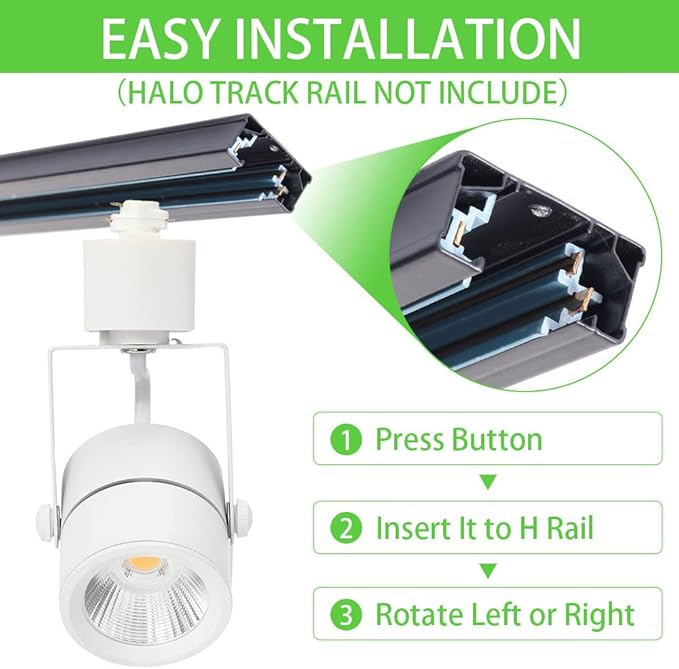 10W H Track Lighting Heads,Dimmable LED Track Light Heads for Accent Retail Artwork,4000K Netural White, Linear Track Light H Type - 110V 60°Angle Halo Type 12Pack (White)