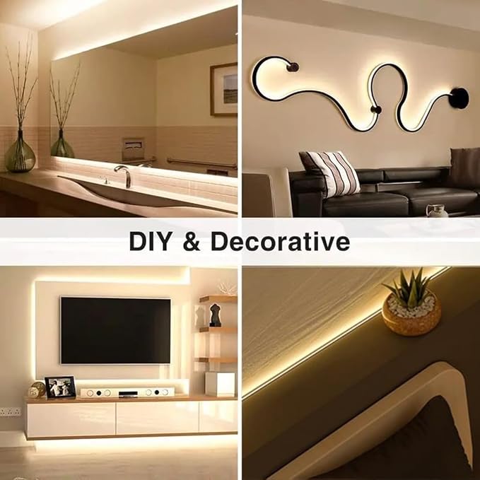 TOPAI 12V 5mm Dotless COB LED Strip 16.4ft 3000K Warm White Cabinet Light | Ultra Thin Tape Lights, CRI>90 400 LEDs/M, No Dark Spots, Flexible Cuttable, Self Adhesive Easy Install