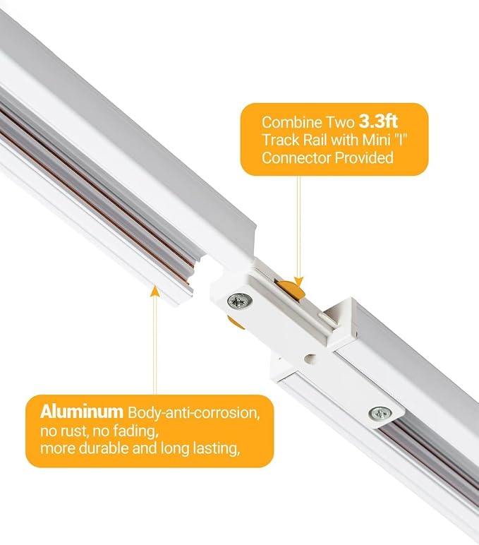 Zoomable 8-Light LED Track Lighting Kit with 6.6FT H Track Lighting Rail & Floating Canopy Connector, Modern Kitchen Track Lighting Fixtures Ceiling Spotlight, 12W Track Heads 3000K White